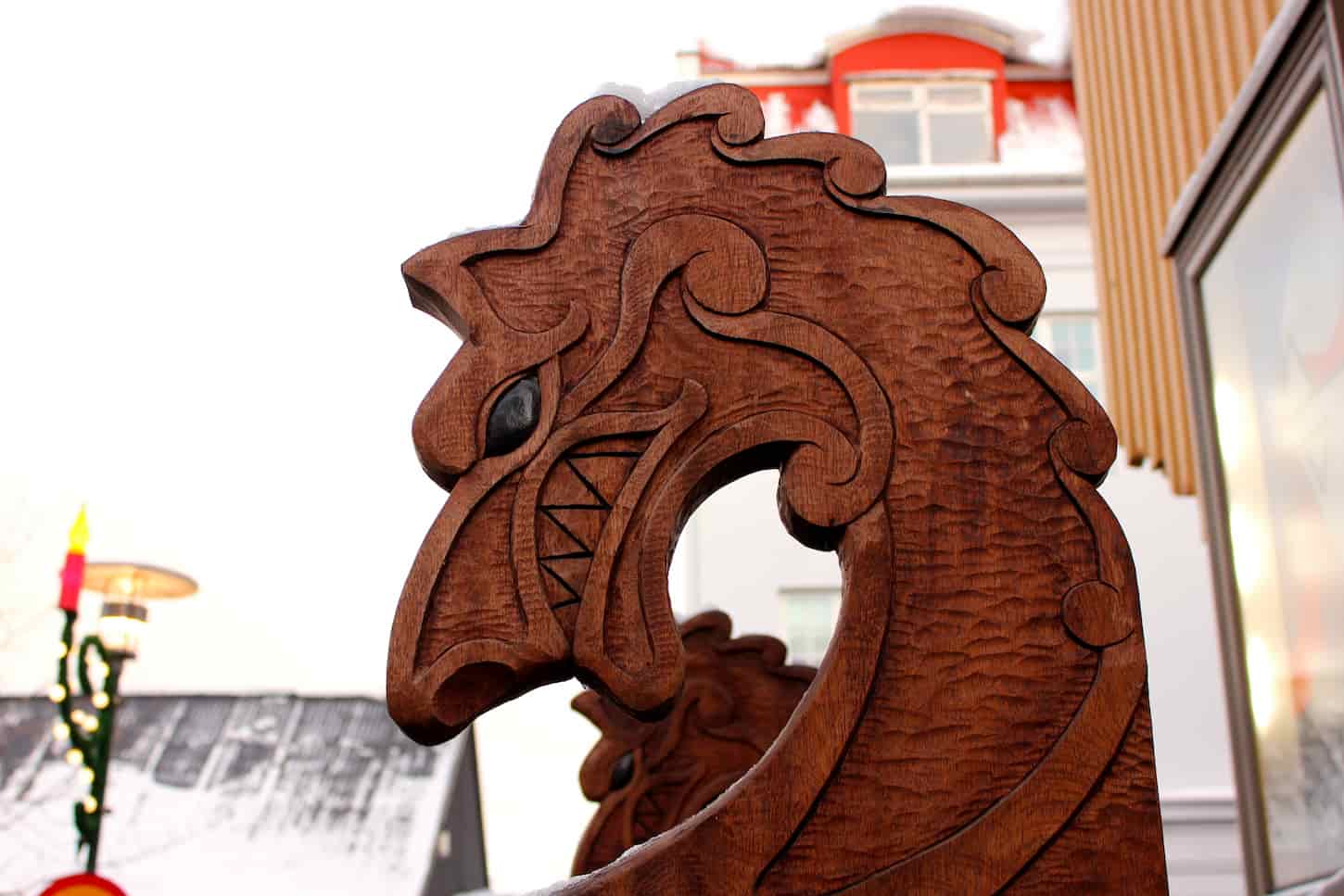 An image of a Viking dragon sculpture.